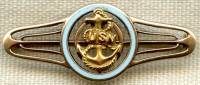 Beautiful WWI USN CPO Sweetheart Pin in Enameled 10K Rose Gold by Patrol
