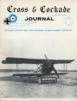 Winter 1981 "Cross & Cockade" Journal Vol. 22 No. 4 Society of WWI Aero Historians