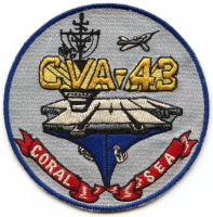 Mid-1950s USN USS Coral Sea CVA-43 Jacket Patch with Grumman F9F Cougar Japanese-Made