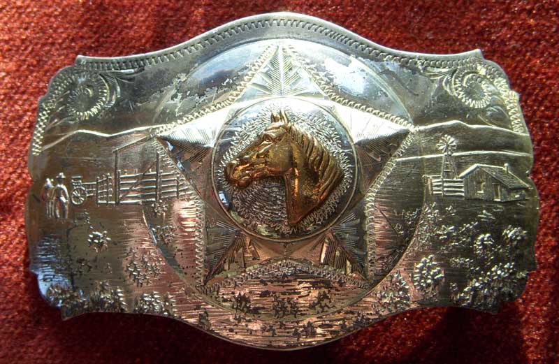 Western Belt Buckles  Cowboy Rodeo Pewter Sterling Silver
