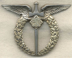Rare 1945-1947 Czechoslovakian Air Force Field Observer Badge in .800 Silver