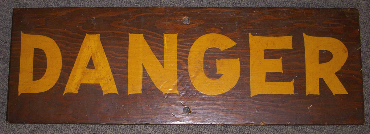 Great Vintage 1940s Painted Wood 'DANGER' Wall Sign: Flying Tiger ...