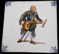 Beautiful Early 19th C. Delft Musketeer Tile