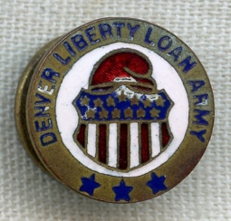 WWI Denver, Colorado Liberty Loan Army Lapel Pin Homefront by Whitehead & Hoag