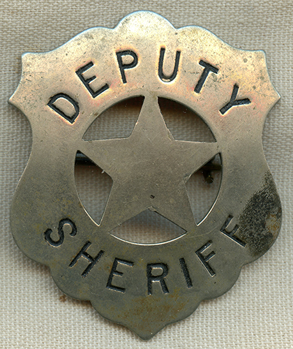 Great 1890's Old West Deputy Sheriff Circle Star Cut Out Shield Badge ...