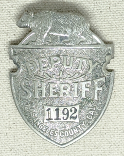 Nice Ca 1915 Los Angeles County Deputy Sheriff Bear Top Badge # 1192 by Chipron