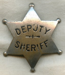 Nice Old 1910s-1920s Deputy Sheriff "Stock" 6-Point Star Badge by Ed Jones