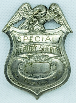 Unique Old 1910's Sag Harbor (Long Island) NY Special Deputy Sheriff Badge, Jeweler Engraved