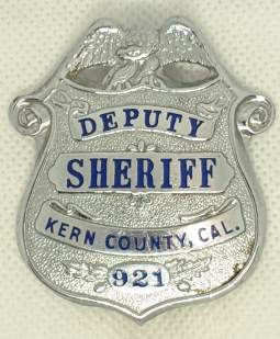 Minty Early 1930's Kern County California Deputy Sheriff badge by L. A. Rubber Stamp