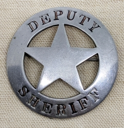 Great Early 1880s - 1890s  Old West Deputy Sheriff Stock Circle Star Badge