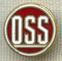 Extremely Rare WWII O.S.S. Discharge Lapel Pin by A.E. Co. Utica, NY