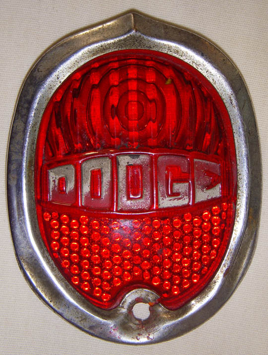 Scarce Early 1920s Dodge Automobile Glass Tail Light with Bezel