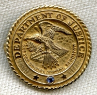 1940s 10K Gold 15 Years of Service Pin for Department of Justice