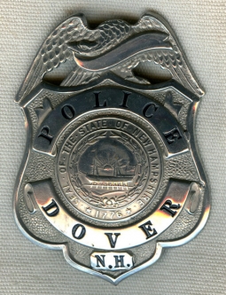 Nice Circa 1920s Dover, New Hampshire Police Badge by S.M. Spencer, Boston