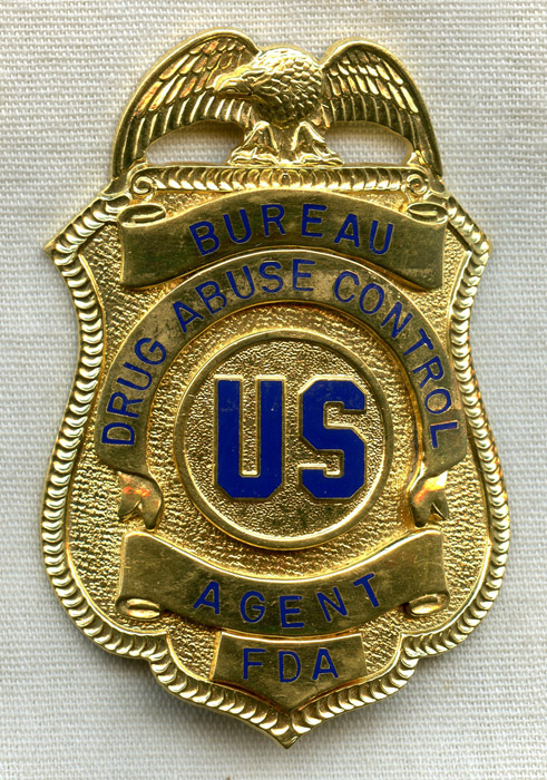 Rare Numbered 1966-1968 US Bureau of Drug Abuse Control Agent Badge ...