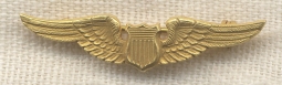 Early 1920s US Air Service (USAS) 10K Gold Instructor Lapel Wing by Robbins