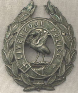 Early Liverpool, England Police Bobby Hat Badge