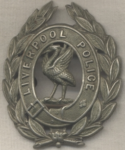 Early Liverpool, England Police Bobby Hat Badge