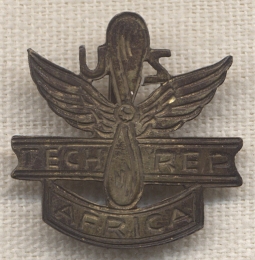 Early WWII Silver USAAF Tech Rep in North Africa Lapel Pin