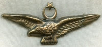 Extremely Scarce WWII Turkish Air Force Member / Crew Badge in Gilt Brass from North Africa