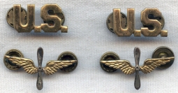 Fabulous and Rare Circa 1930 Set US Air Corps (USAC) Officer Collar Insignia