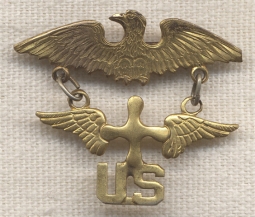 Extremely Rare WWI US Air Service ENLISTED PILOT Sweetheart Pin