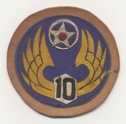 Fantastic 10th Air Force CBI-Made Multi-Piece Leather Shoulder Patch for A-2