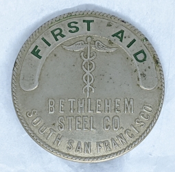 WWII era Factory First Aid Badge from Bethlehem Steel Co. South San Francisco