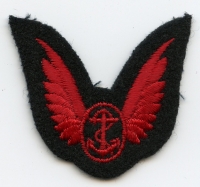 WWII Royal Navy Fleet Air Arm (FAA) Enlisted Air Crew Wing Red Embroidery on Black