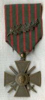 WWI French Croix de Guerre Medal with Palm (1914-1918 Type) Dark Ribbon Variant