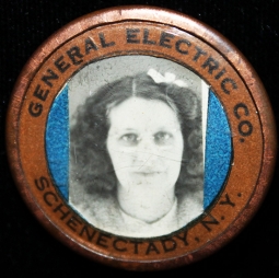 Nice 1930's General Electric Photo ID Woman Worker Badge from Schenectady Plant