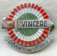 WWII Fascist Youth GIL (Giovent Italiana del Littorio) Victory (Vincere) Tinnie