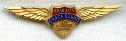 1965 Engraved Grace Downs Air Career School Graduation Wing to Mildred Mathe