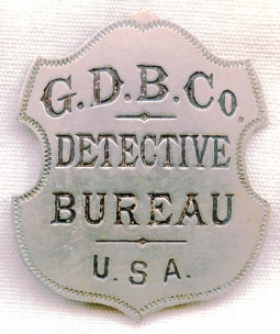 1880's Grannan Detective Bureau G.D.B. Co. Detective Badge from Cincinnati, Ohio