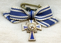 Beautiful Miniature WWII German Mother's Cross (Mutterkreuz), 1st Class in Gold with Bow