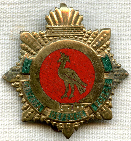 Scarce 1960's Guyana Defence Force Officer Hat Badge in Enameled Brass ...