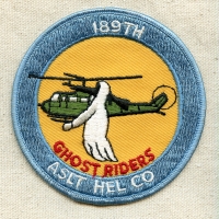 Rare ca 1967 US Made 189th Assault Helicopter Company GHOST RIDERS Pocket Patch