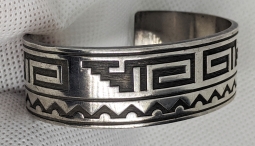 Cool Vintage Heavy Hopi Overlay Style Silver Bracelet by Kabana Shops Santa Fe