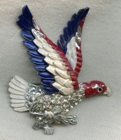 Crazy Huge WWII Homefront Patriotic Eagle Pin with Rhinestones by Little Nemo