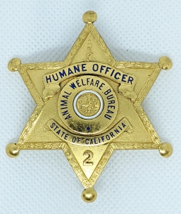 Minty Ca 1930 Humane Officer California Animal Welfare Bureau Badge by Los Angeles Rubber Stamp