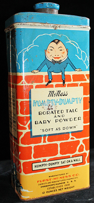 Wonderful Vintage 1920's - 30's McNess Humpty Dumpty Baby Powder Tin ...