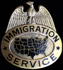 Beautiful 1930's US Immigration Service Agent Hat Badge #'d 1701 Exc Cond