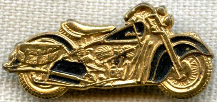 Nice, Late 1930's Indian Motocycles Lapel Pin. Die-struck Gilt Brass 