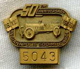 1961 Indianapolis 500 50th Anniversary Bronze Pit Badge