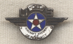 Interesting Early Numbered Sterling Aviation Pin - "US Aircraft Arsenal of Democrary" Member