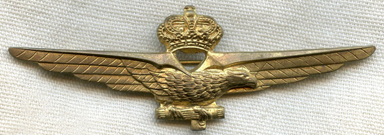 Nicely Detailed Early WWII Italian Air Force Pilot Wing in Stamped