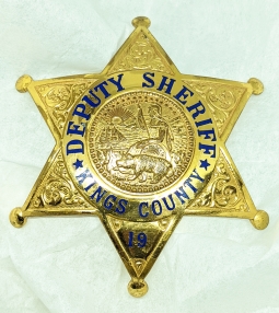 Beautiful 1950's Kings Co. California Deputy Sheriff Badge #19 by ED Jones