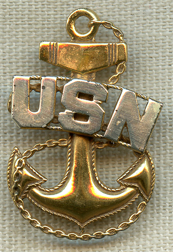 Minty Korean War Era USN CPO Overseas Cap Badge in Sterling by Vanguard ...