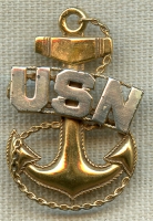 Minty Korean War Era USN CPO Overseas Cap Badge in Sterling by Vanguard