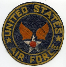 Korean War Era USAF Flocked Jacket Patch Silk-Screened on Leatherette